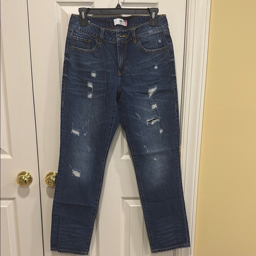 CAbi Blue Boyfriend Jeans Distressed Casual